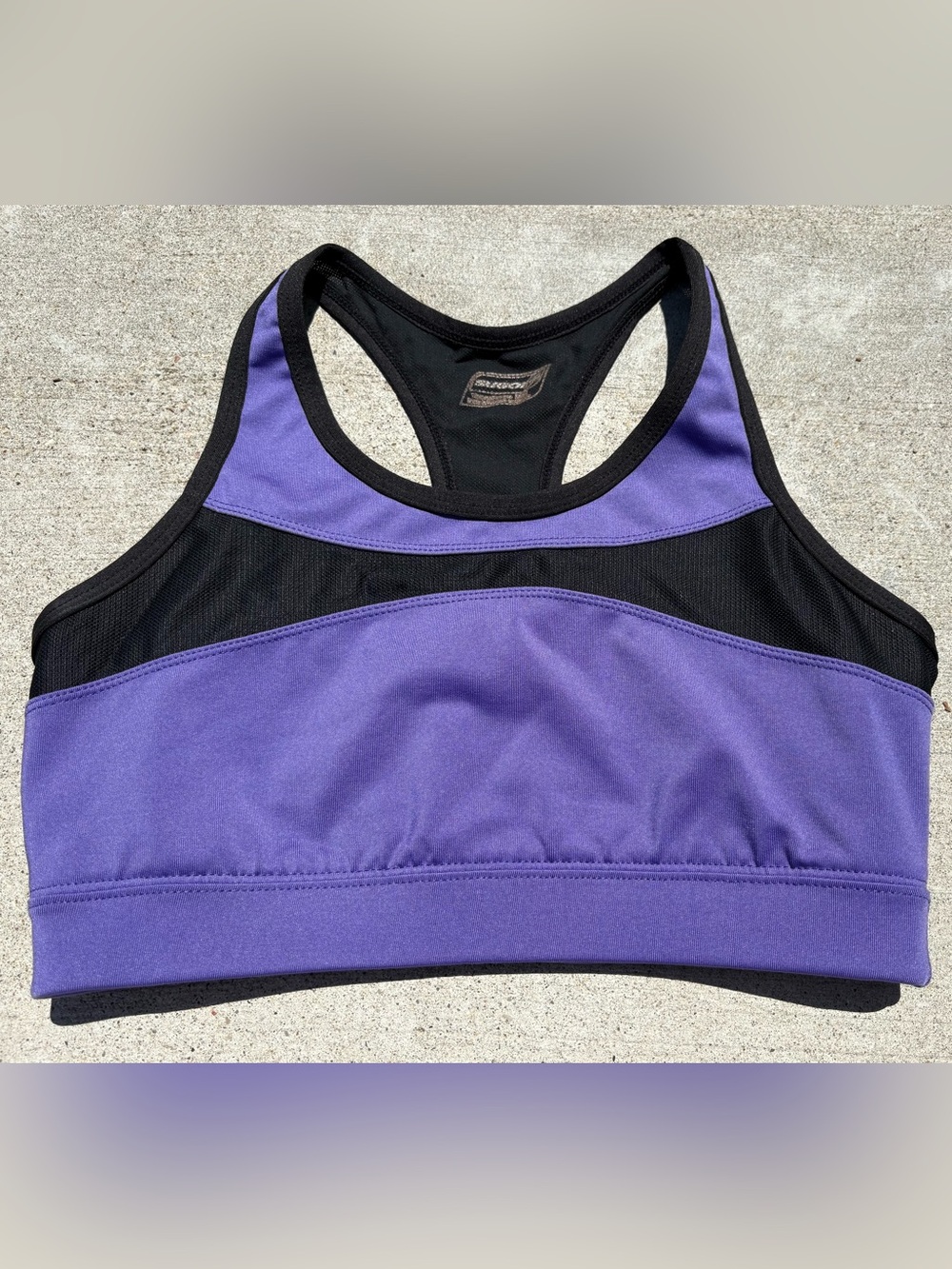 PURPLE AND BLACK SPORTS BRA